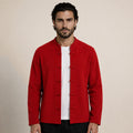Frog-Button Wool Cardigan – Red