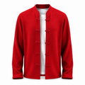 Frog-Button Wool Cardigan – Red