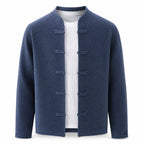 Frog-Button Wool Cardigan – Blue