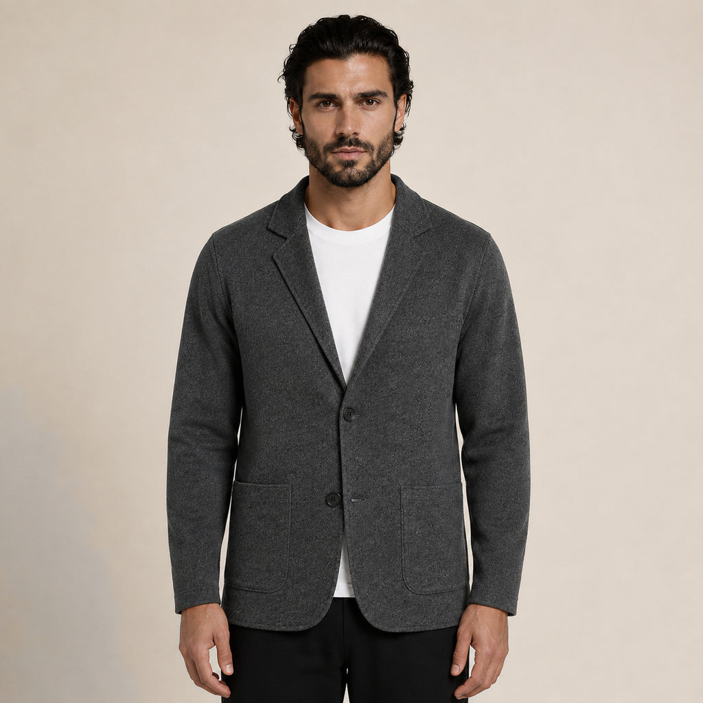 Wool Blazer Cardigan – Charcoal