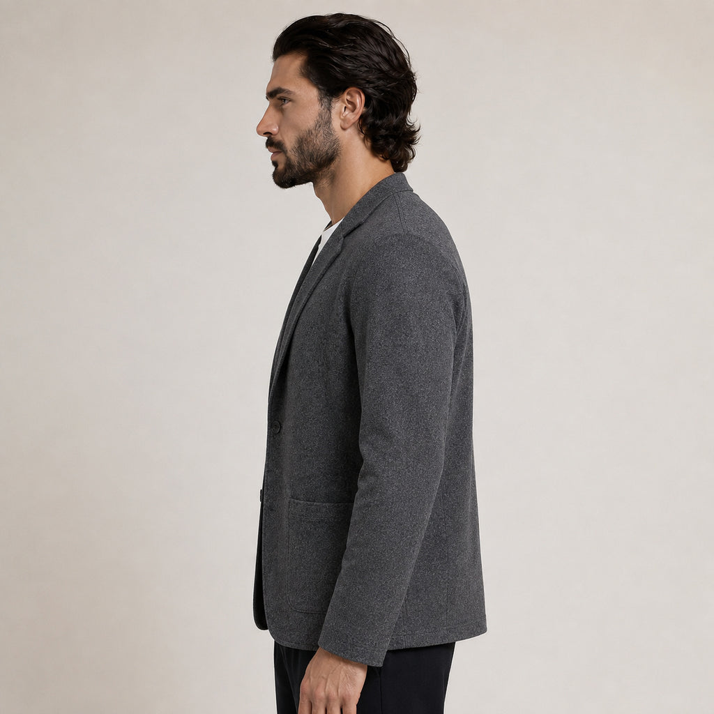 Wool Blazer Cardigan – Charcoal