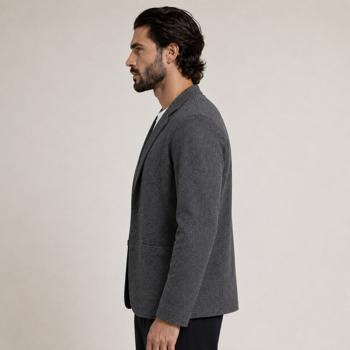 Wool Blazer Cardigan – Charcoal