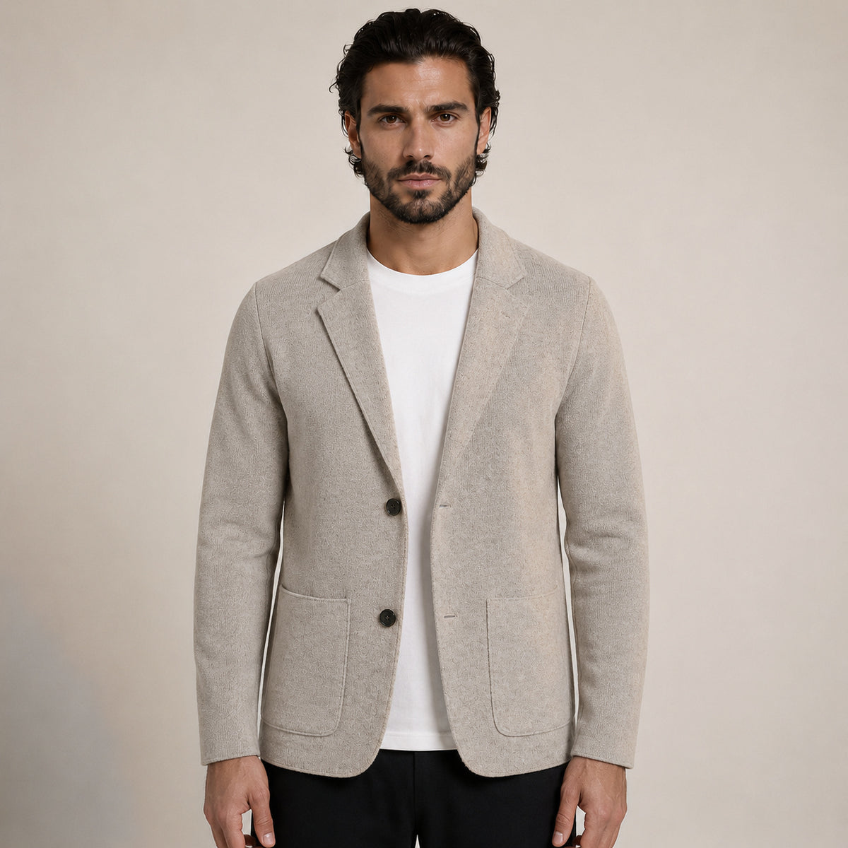 Wool Blazer Cardigan – Taupe