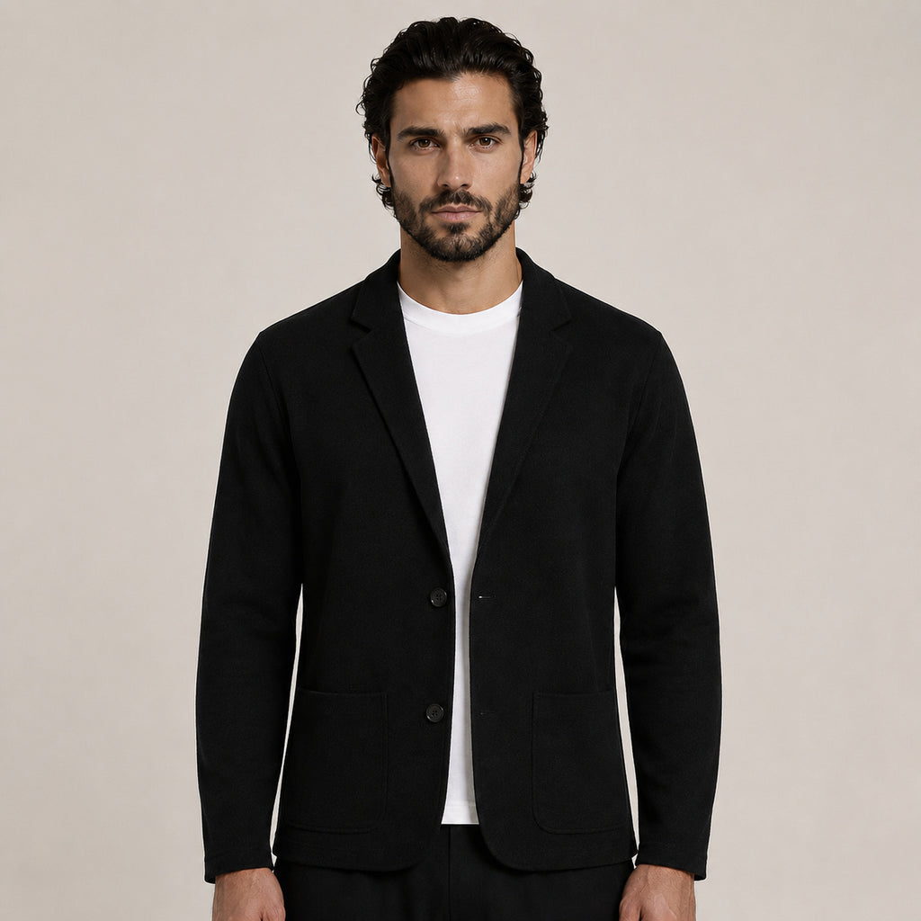 Wool Blazer Cardigan – Black