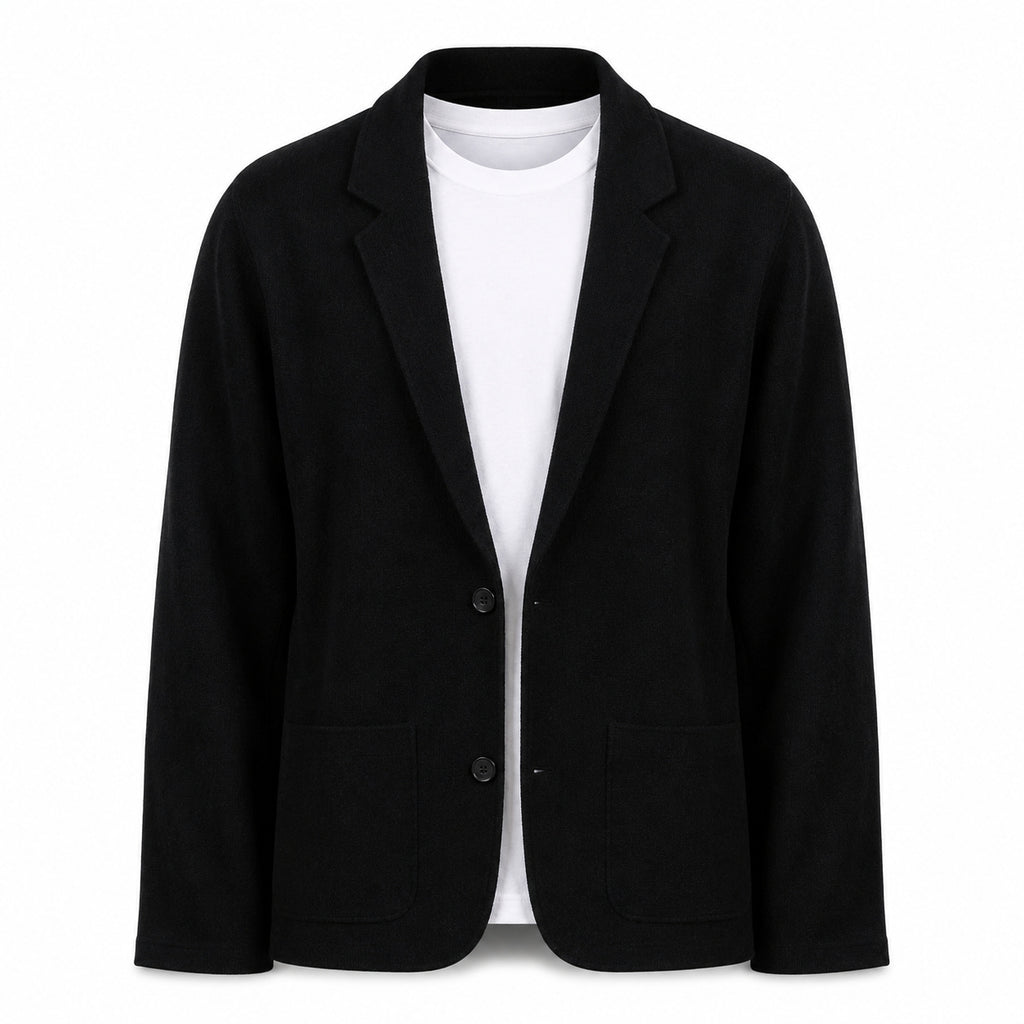 Wool Blazer Cardigan – Black