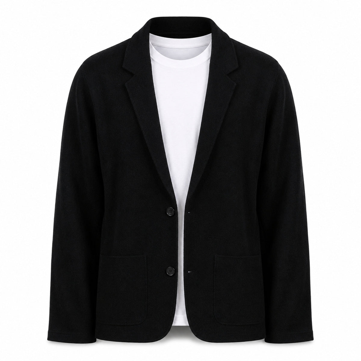 Wool Blazer Cardigan – Black