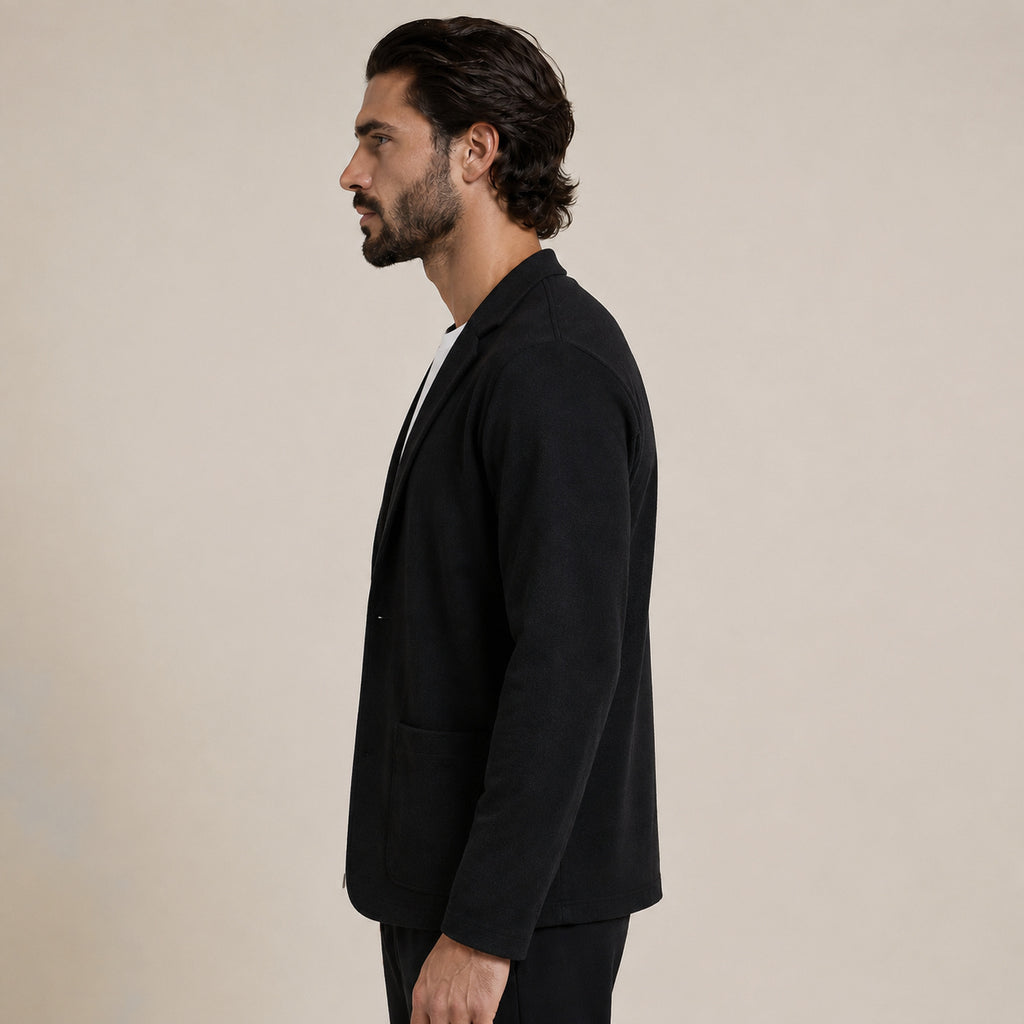 Wool Blazer Cardigan – Black