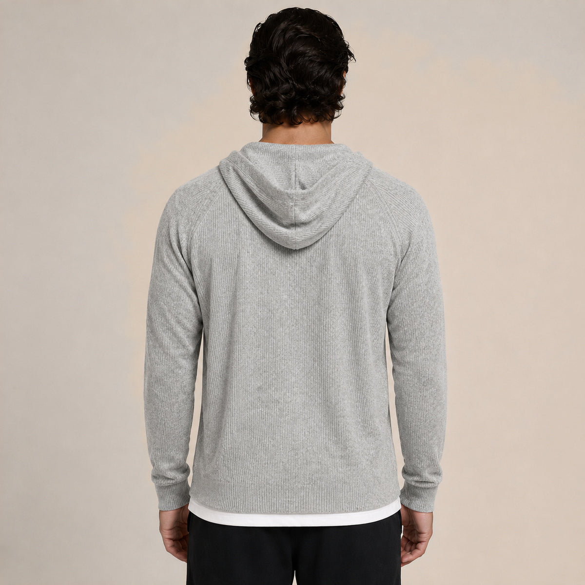 Lightweight Hooded Wool Cardigan – Light Grey