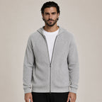 Lightweight Hooded Wool Cardigan – Light Grey