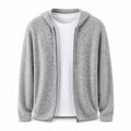 Lightweight Hooded Wool Cardigan – Light Grey