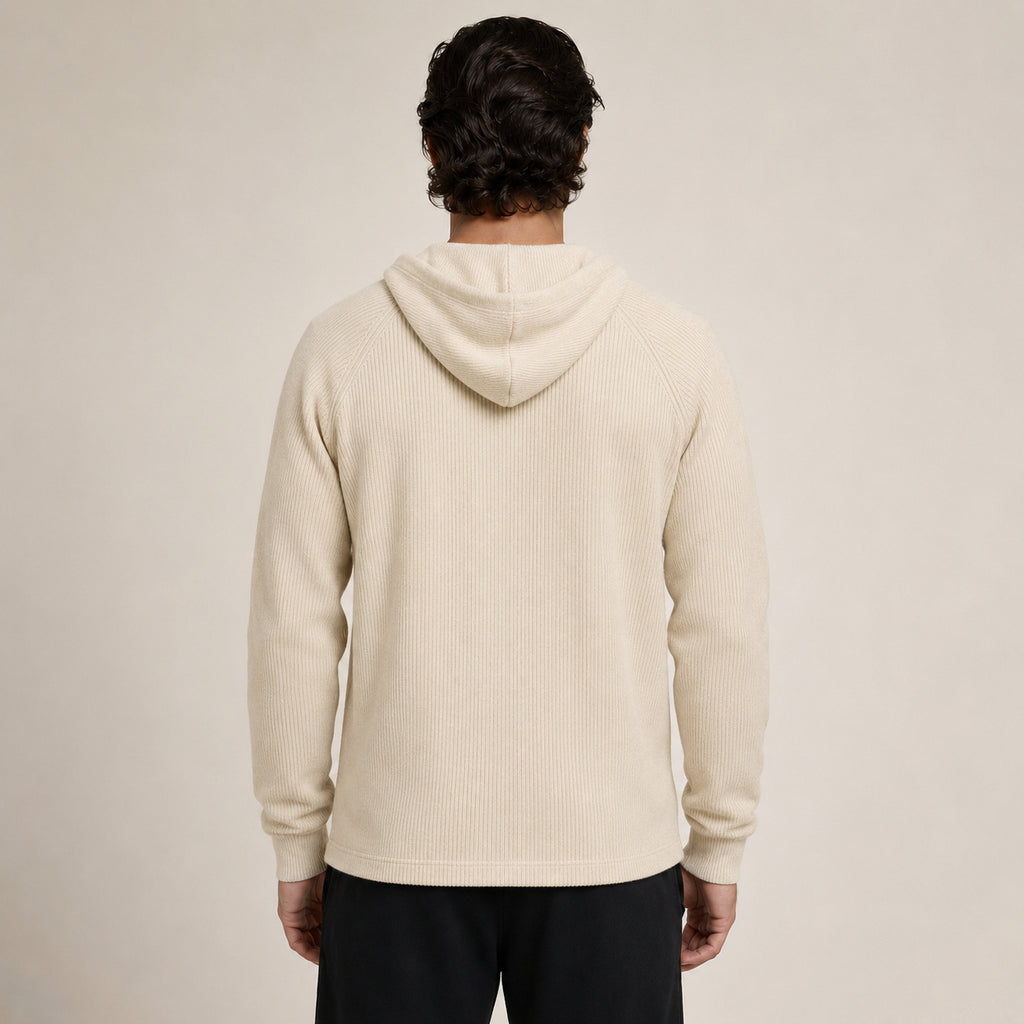 Lightweight Hooded Wool Cardigan – Cream