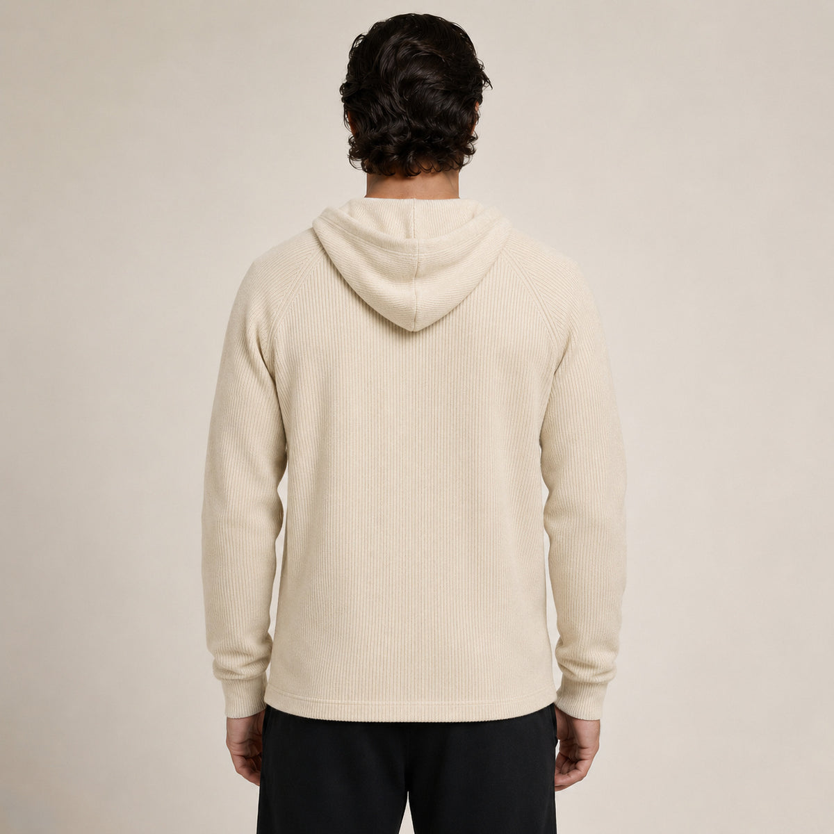 Lightweight Hooded Wool Cardigan – Cream
