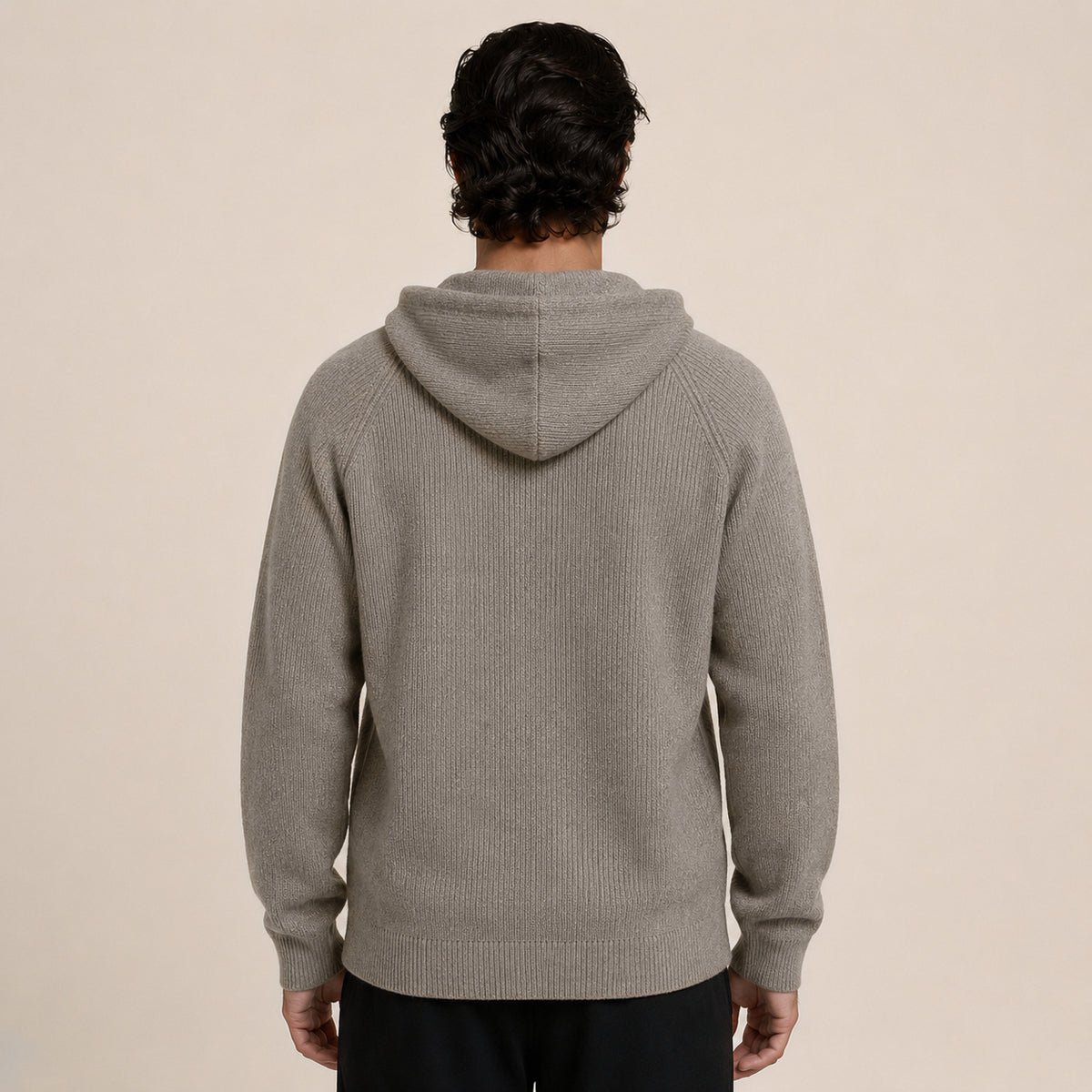 Lightweight Hooded Wool Cardigan – Taupe