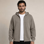 Lightweight Hooded Wool Cardigan – Taupe