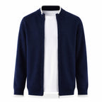Fine-Knit Zip Wool Cardigan – Navy