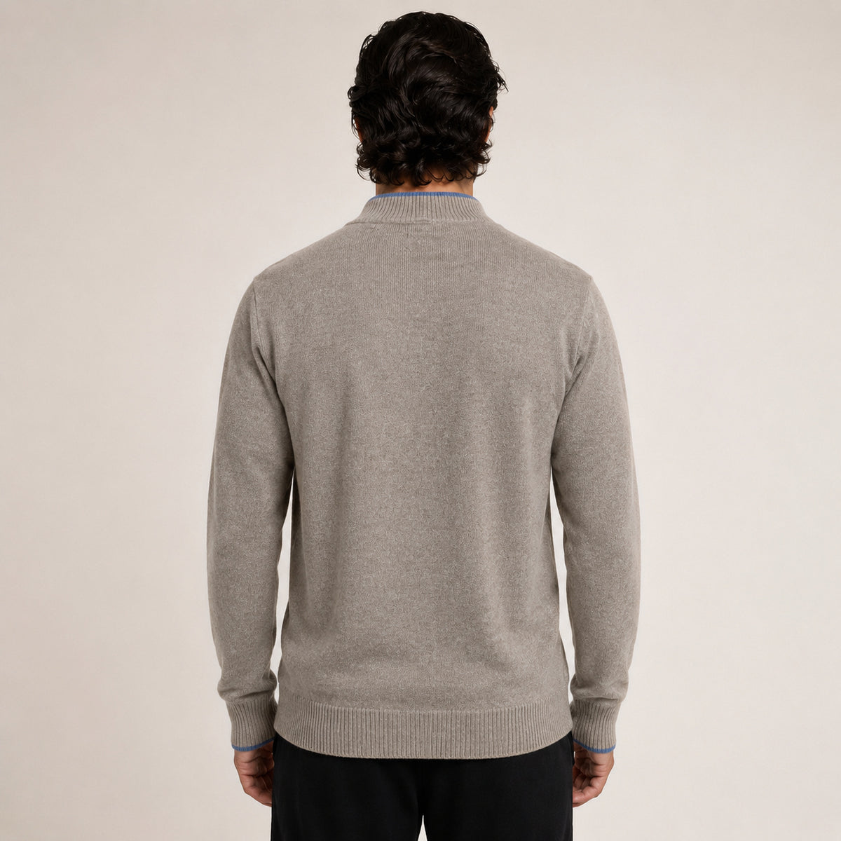 Fine-Knit Zip Wool Cardigan – Taupe