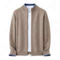 Fine-Knit Zip Wool Cardigan – Taupe