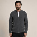 Fine-Knit Zip Wool Cardigan – Charcoal