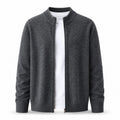 Fine-Knit Zip Wool Cardigan – Charcoal