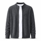 Fine-Knit Zip Wool Cardigan – Charcoal