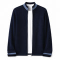Contrast Textured Zip Wool Cardigan – Sage & Blue