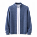 Textured Zip Wool Cardigan – Light Blue