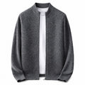 Textured Zip Wool Cardigan – Charcoal