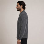 Textured Zip Wool Cardigan – Charcoal