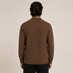 Textured Zip Wool Cardigan – Brown