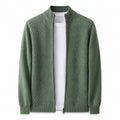 Textured Zip Wool Cardigan – Sage