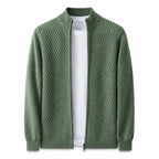 Textured Zip Wool Cardigan – Sage