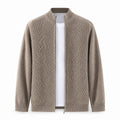 Textured Zip Wool Cardigan – Taupe