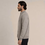 Textured Zip Wool Cardigan – Taupe