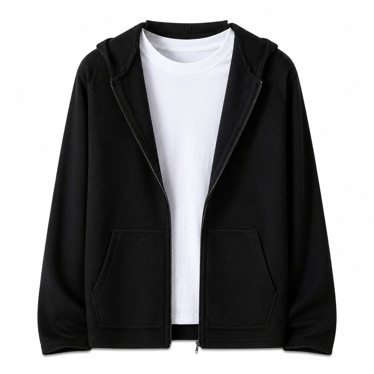 Hooded Wool Blazer Cardigan – Black
