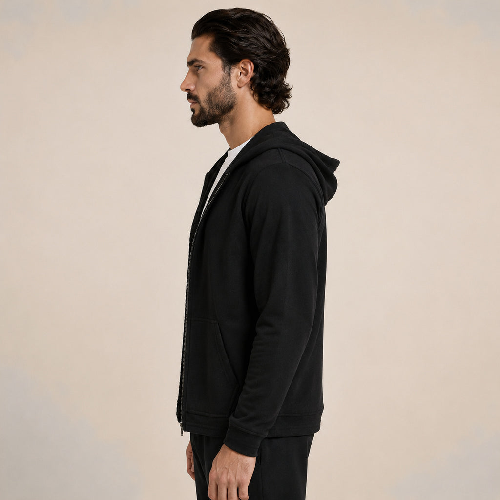 Hooded Wool Blazer Cardigan – Black