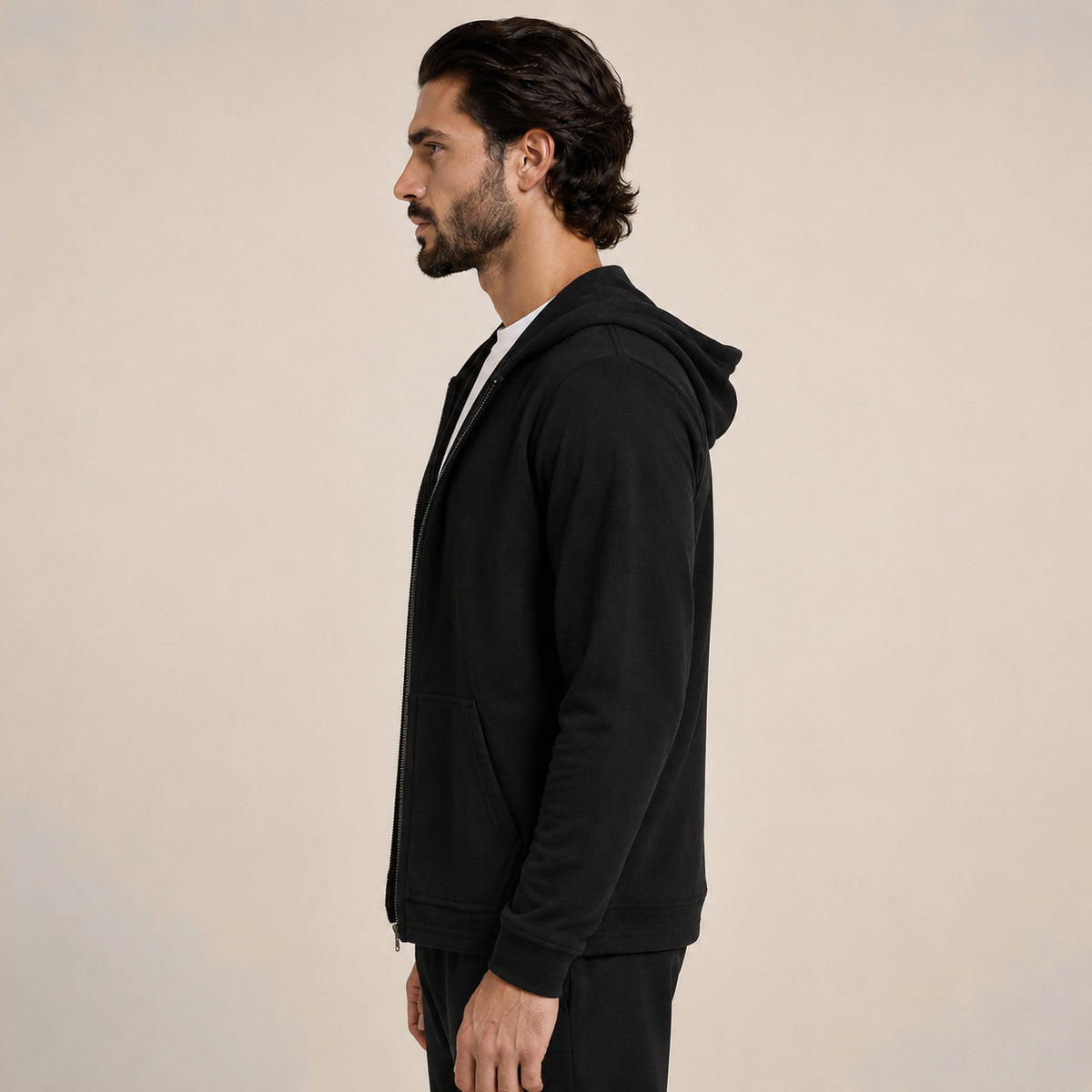 Hooded Wool Blazer Cardigan – Black