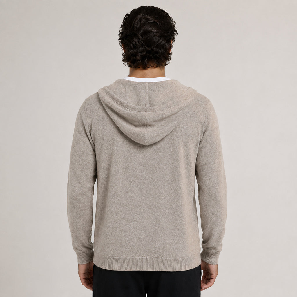 Hooded Wool Blazer Cardigan – Taupe