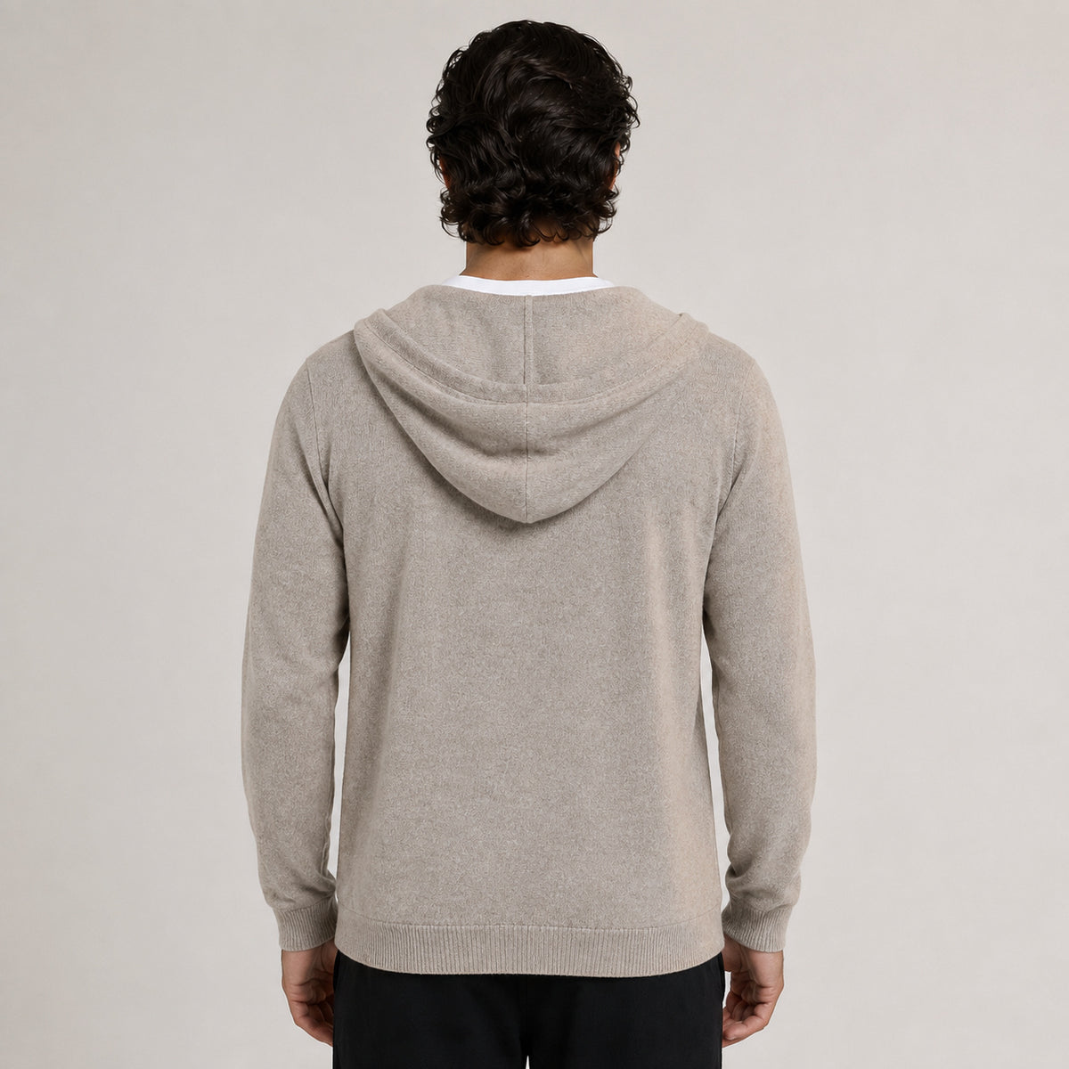 Hooded Wool Blazer Cardigan – Taupe