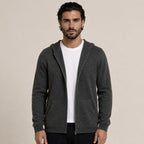 Hooded Wool Blazer Cardigan – Charcoal