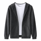 Hooded Wool Blazer Cardigan – Charcoal