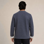 Contrast Frog-Button Wool Cardigan – Charcoal & Cream
