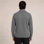 Contrast Quarter-Zip Wool Sweater – Grey & Blue