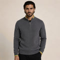 Contrast Quarter-Zip Wool Sweater – Charcoal & Lime