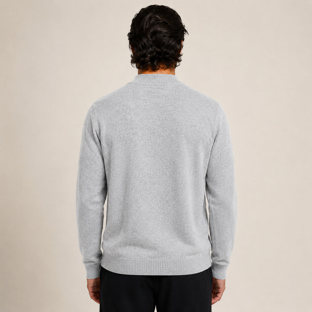 Quarter-Zip Wool Sweater – Light Grey