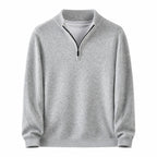 Quarter-Zip Wool Sweater – Light Grey