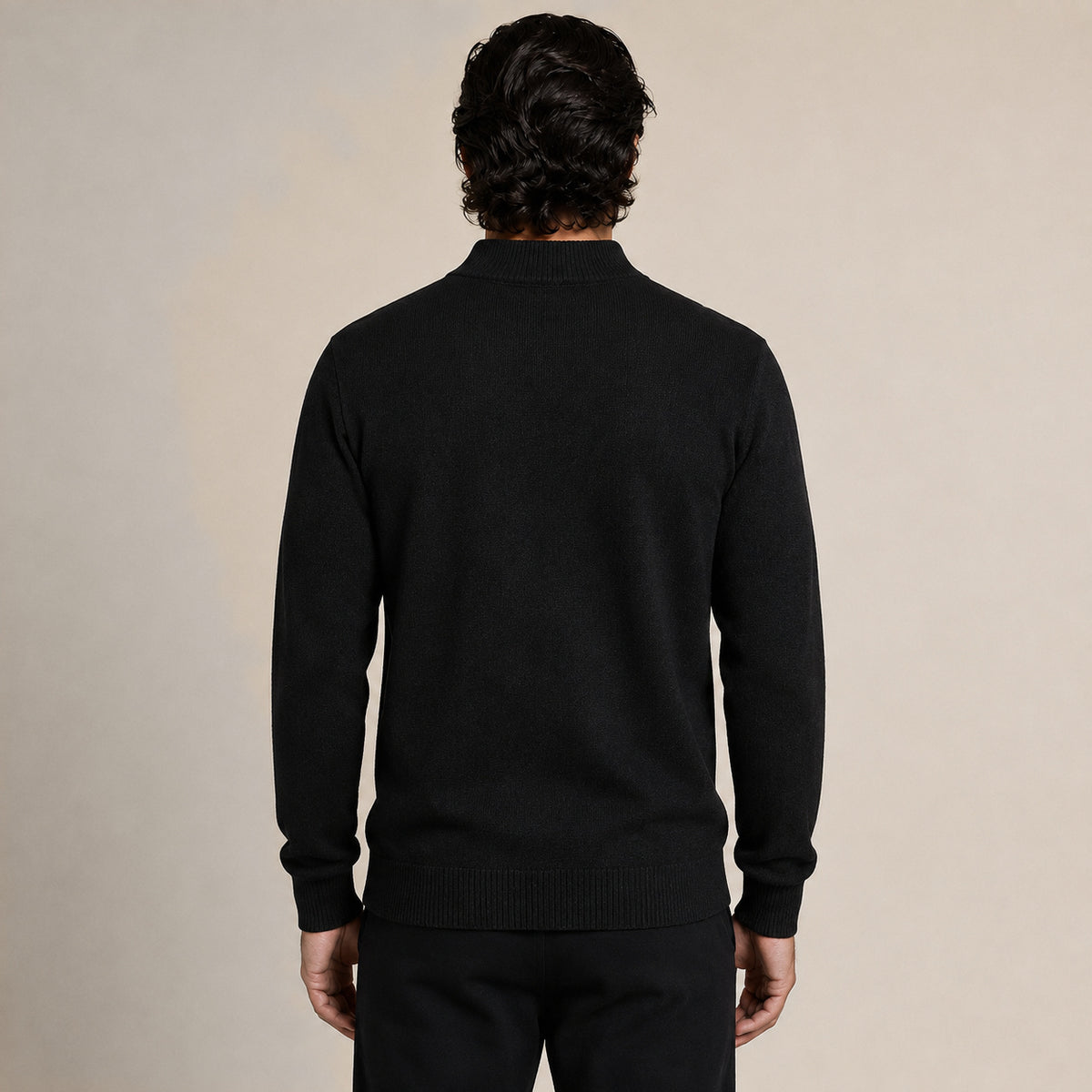 Quarter-Zip Wool Sweater – Black