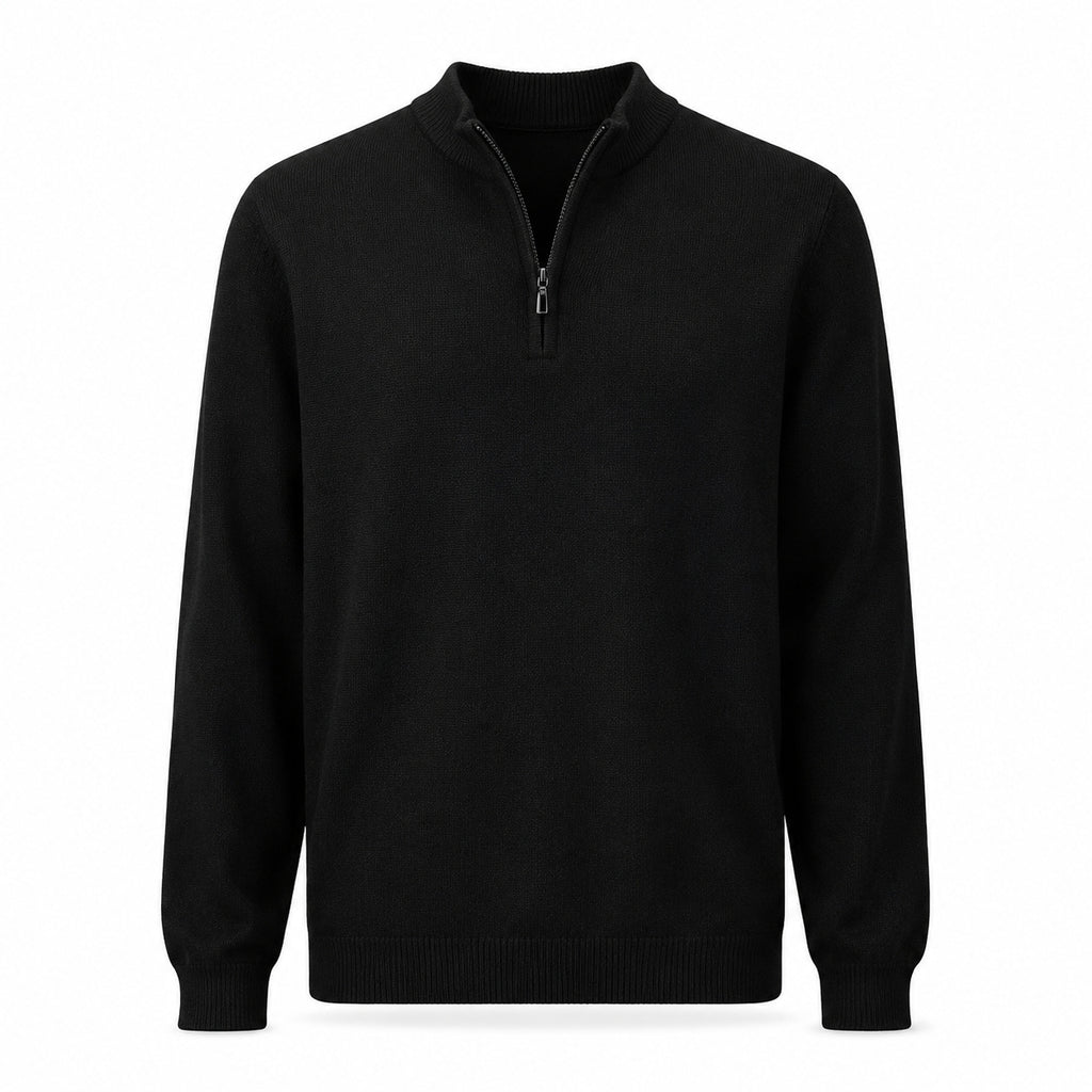 Quarter-Zip Wool Sweater – Black