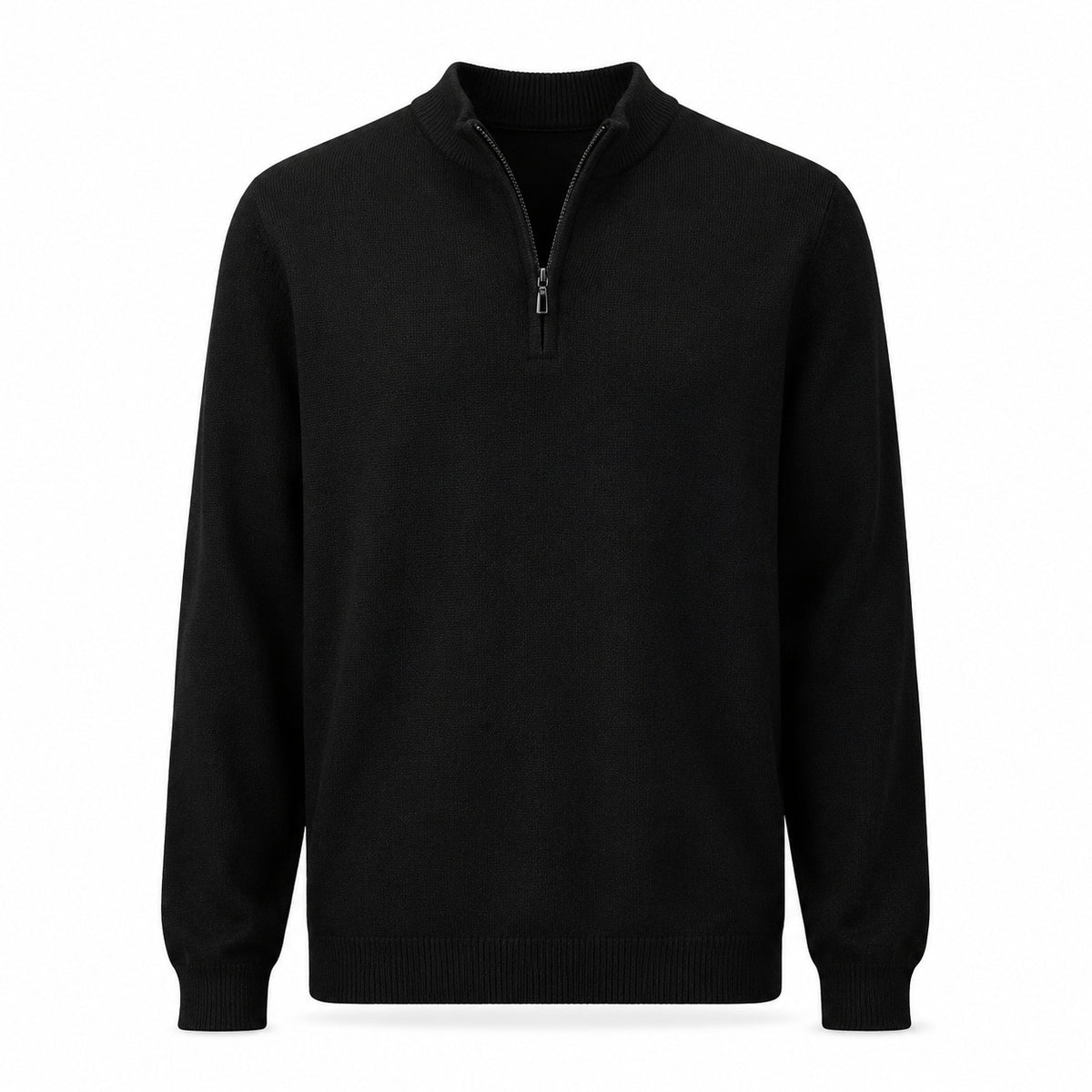 Quarter-Zip Wool Sweater – Black
