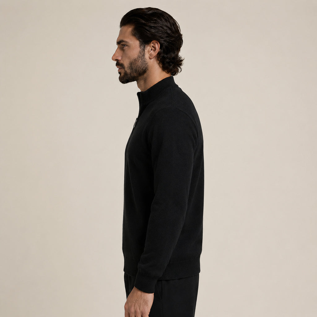 Quarter-Zip Wool Sweater – Black