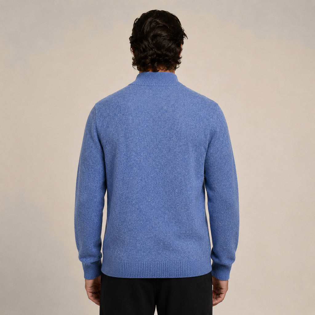 Quarter-Zip Wool Sweater – Blue